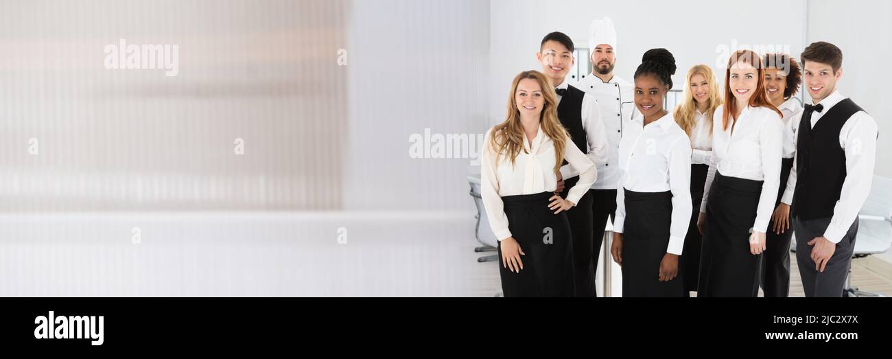 Group Of Confident Multi Ethnic Restaurant Staff Stock Photo