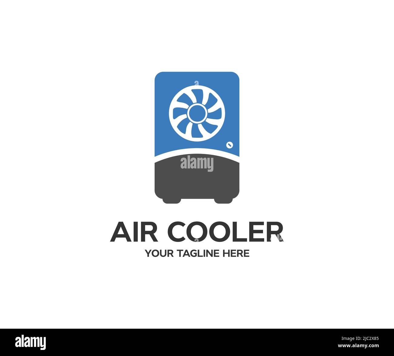 Mobile air conditioner. logo design. Evaporative air cooler fan with ionizer vector design and illustration. Stock Vector