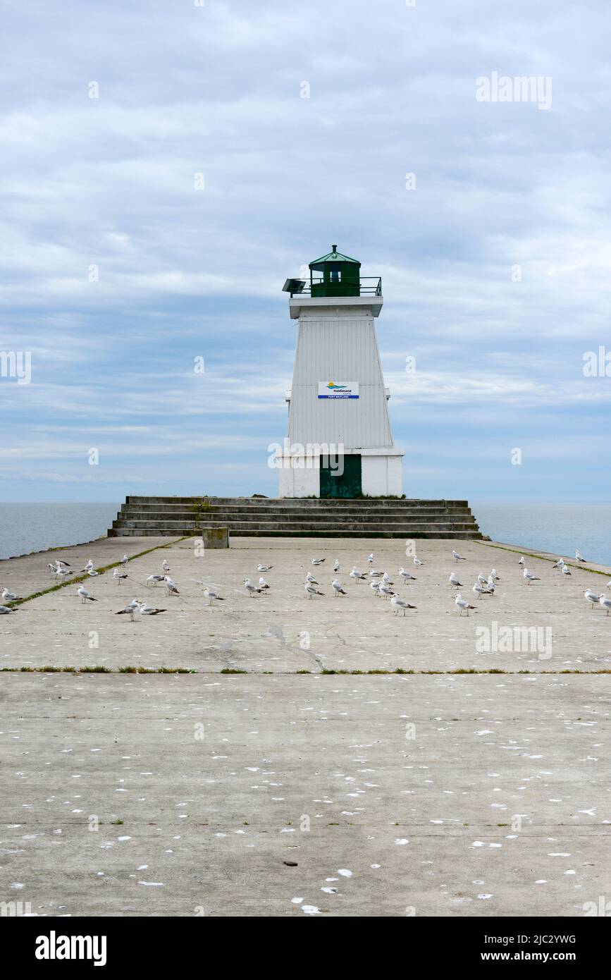 Port Maitland lighthouse and pier at the mouth of the Grand River