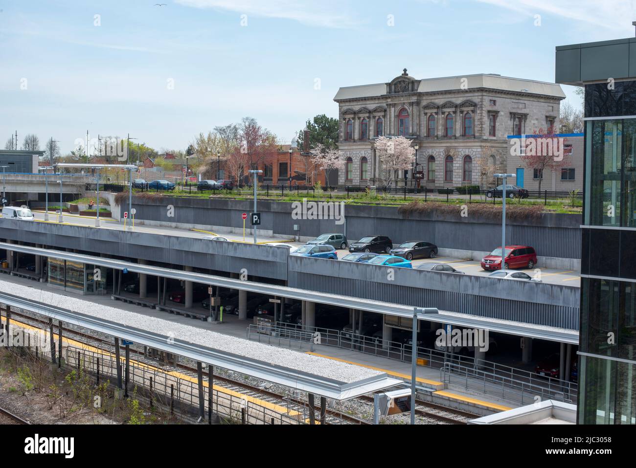 Hamilton GO Centre commuter rail station and bus terminal. Hamilton
