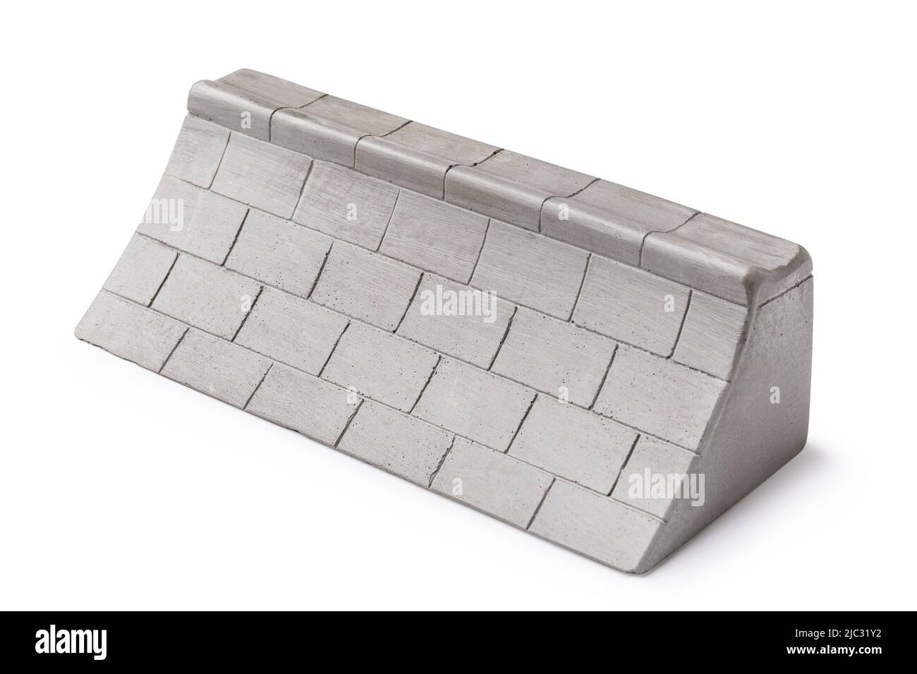 Gray plaster ramp for fingerboarding, imitating a wall, isolated on a white background Stock Photo