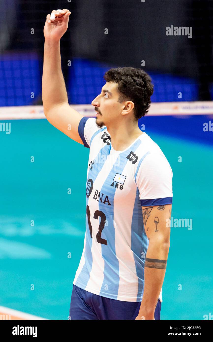 Ottawa, Canada. 09 Jun 2022. Bruno Lima (12 -- of Argentina) in FIVB Nations Cup volleyball action between Argentina and German in Ottawa, Canada. Argentina won 3 games to 1. Stock Photo