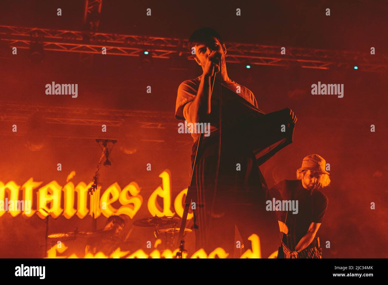 08/04/2022 - Irish post punk group FONTAINES D.C. playing live at Circolo Magnolia, Milano Stock Photo