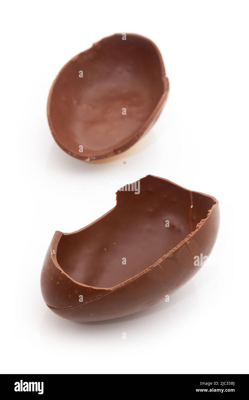 Chocolate egg isolated on a white studio background. Stock Photo