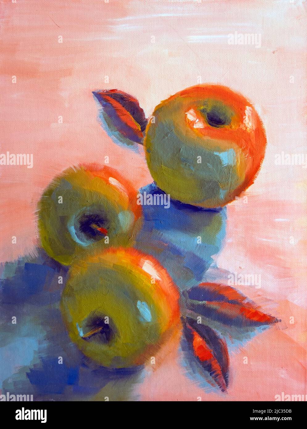 Still life with lilac and an apple. Oil painting Shower Curtain by