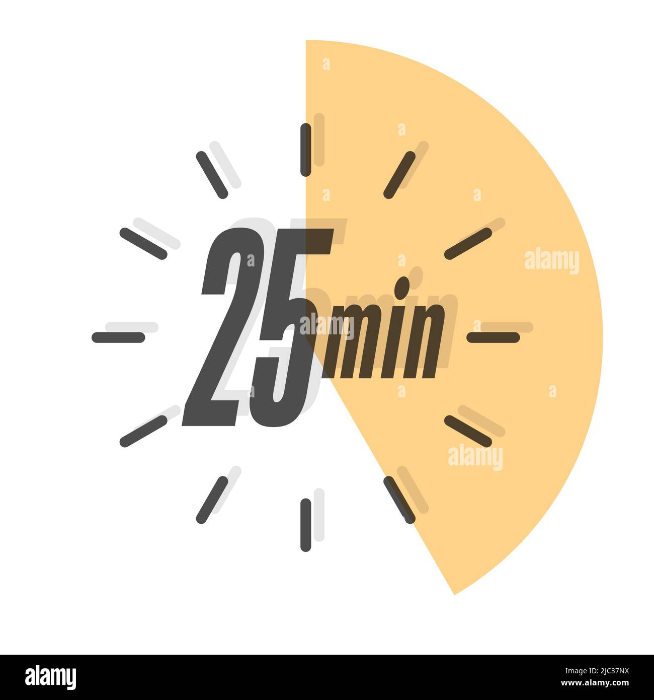 25 minutes. Timer, clock, or stopwatch icon. The timestamp Stock Vector