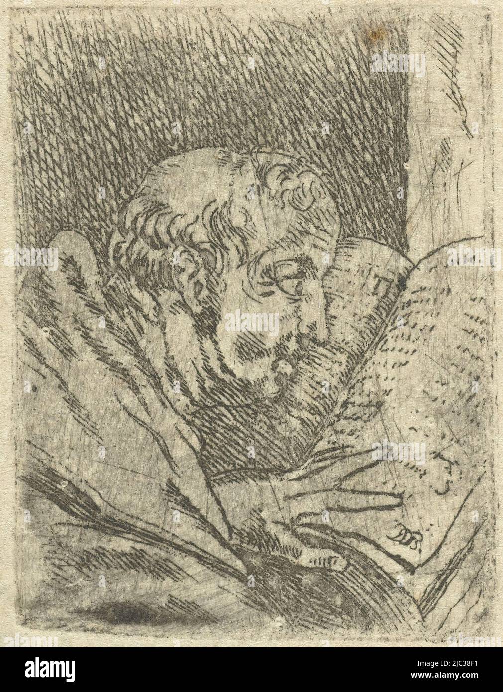 Monk Reading Bible, print maker Dirck de Bray, (mentioned on object