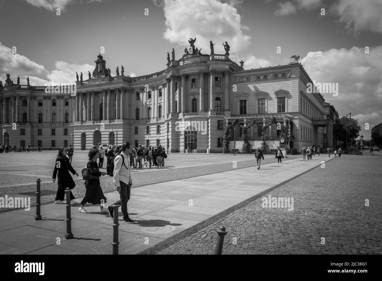 many people cavort at the famous Bebelplatz in Berlin Stock Photo