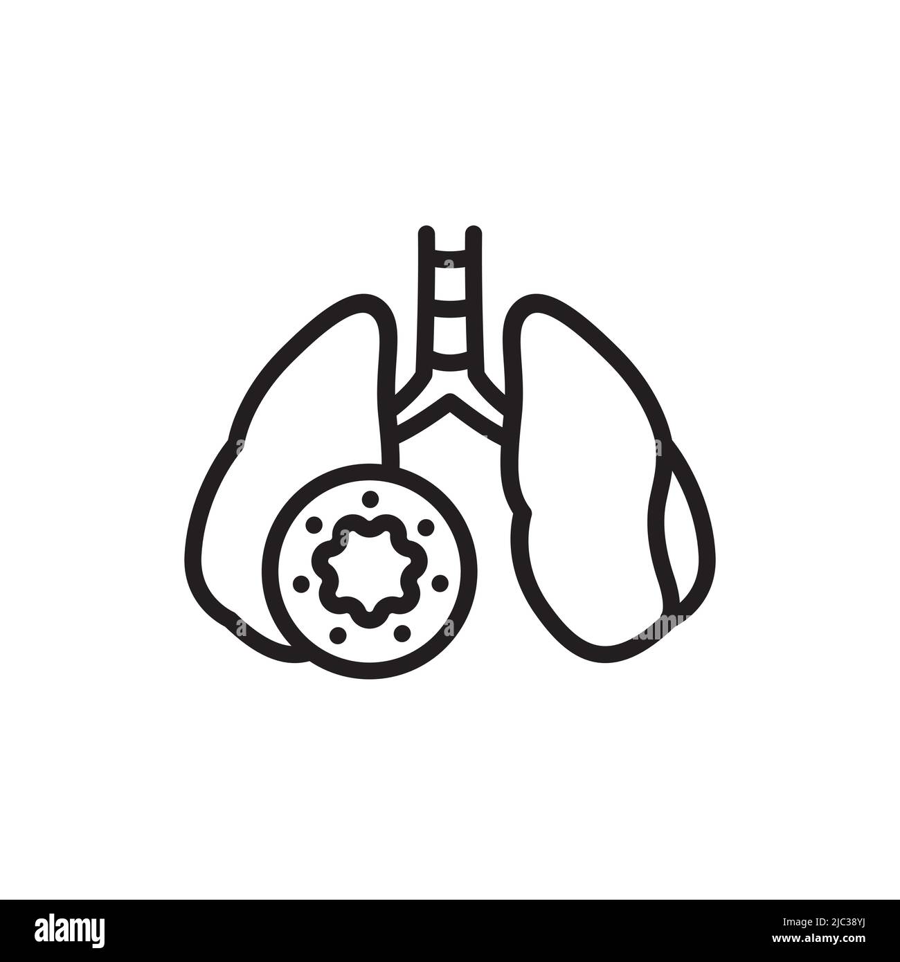 Pulmonary disease astma line icon. Isolated vector element. Stock Vector