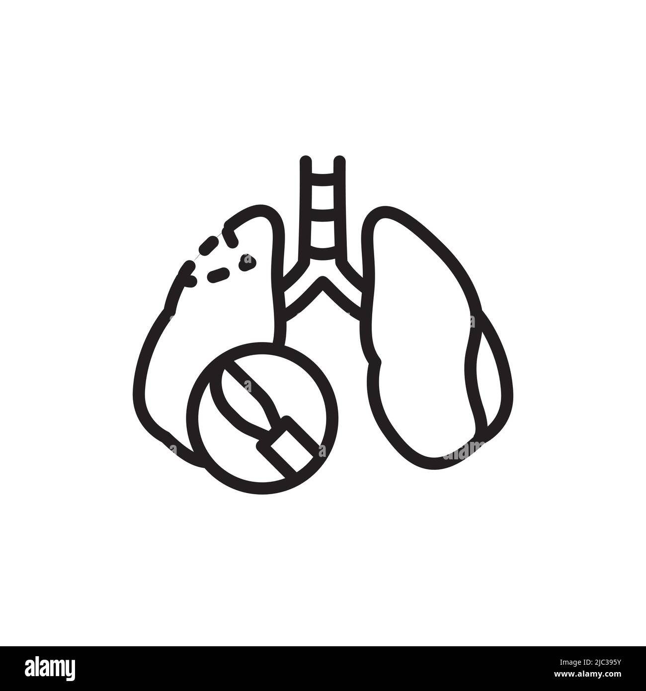 Resection of the lungs line icon. Isolated vector element. Stock Vector
