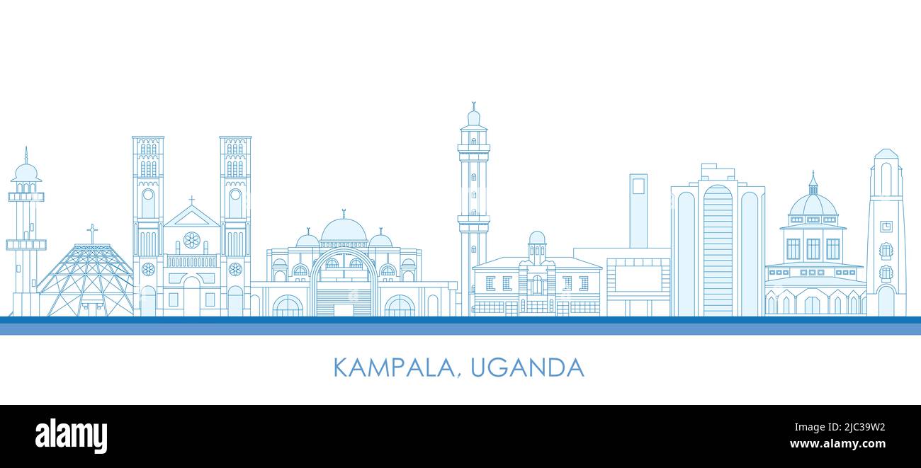 Outline Skyline panorama of city of Kampala, Uganda - vector ...