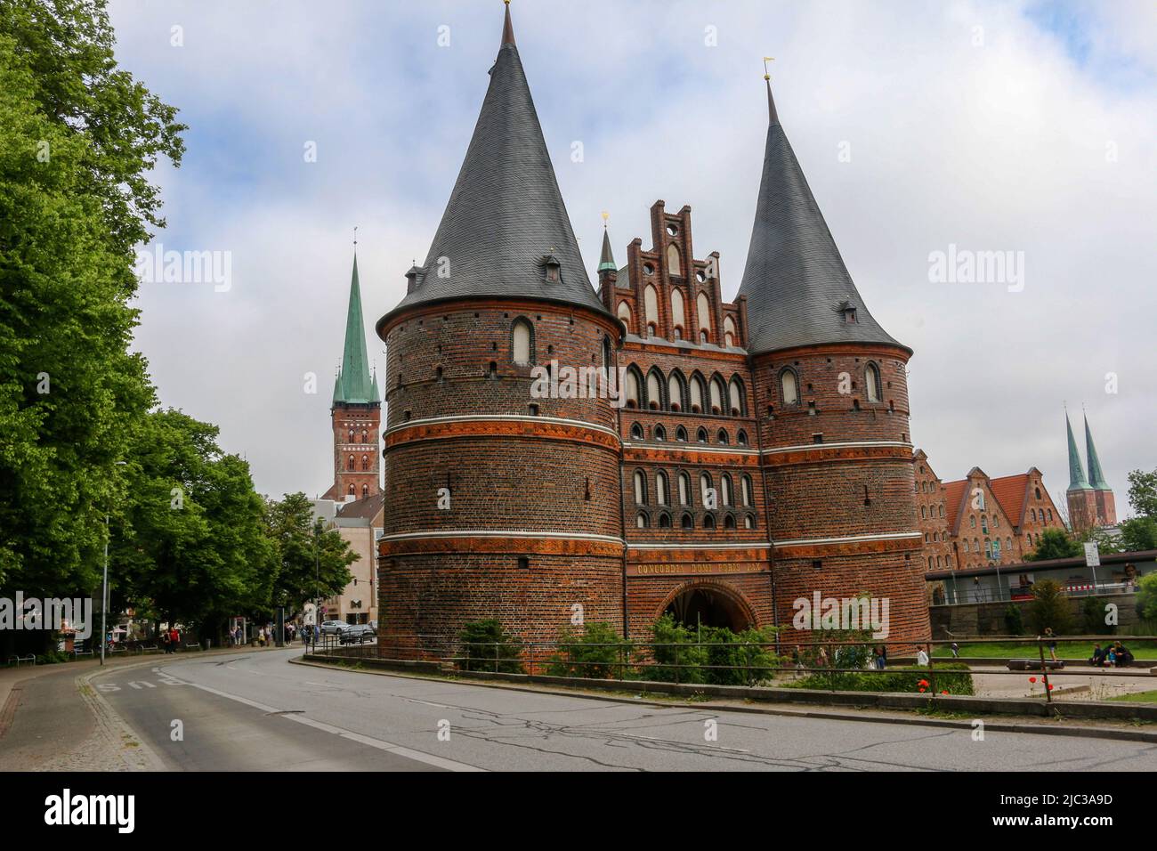 The Holstentor, a historical city gate at the city of Lübeck, Germany ...