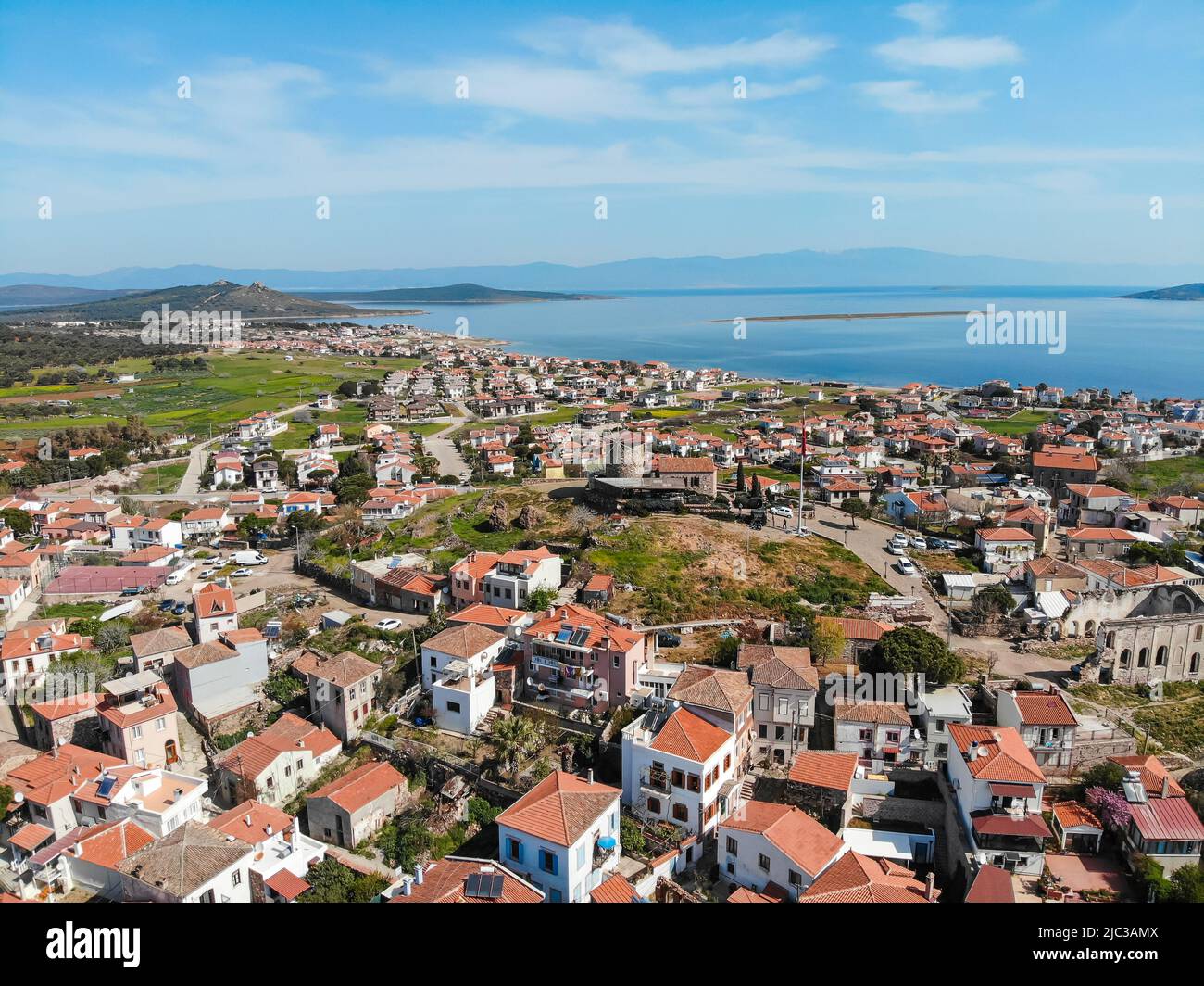 Cunda Island aerial view. Resort town - Cunda in the coast of Ayvalik, Balikesir Province. Turkey Stock Photo