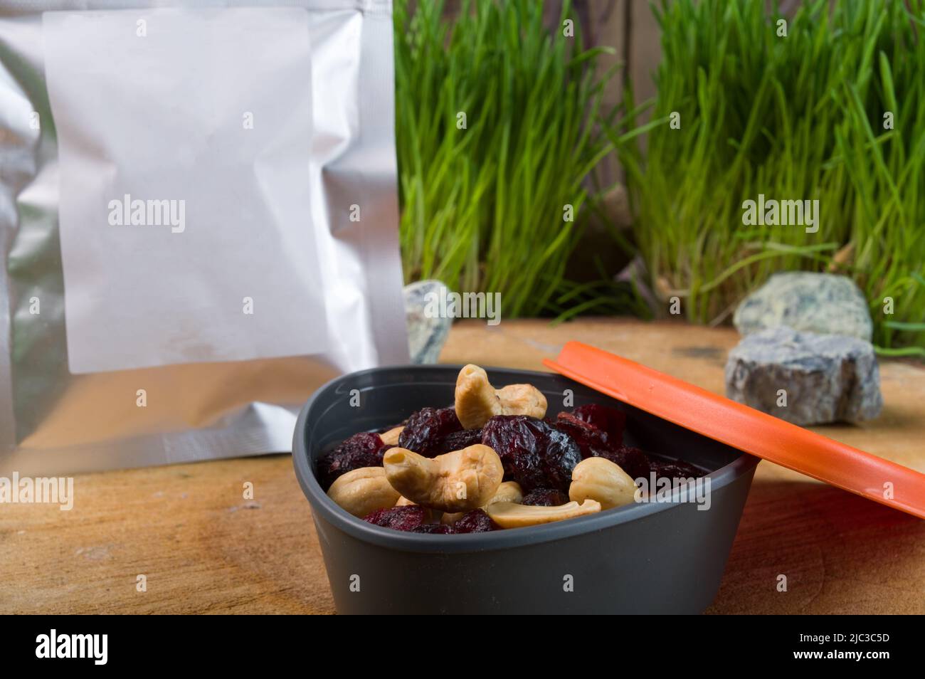 Various dried nuts and berries. Highcalorie snack for tourists and