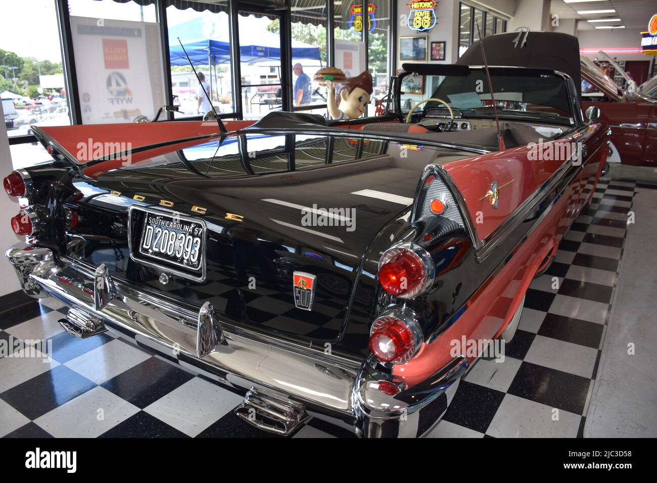A 1957 Dodge Convertible on display at the Benson Car Museum. Stock Photo