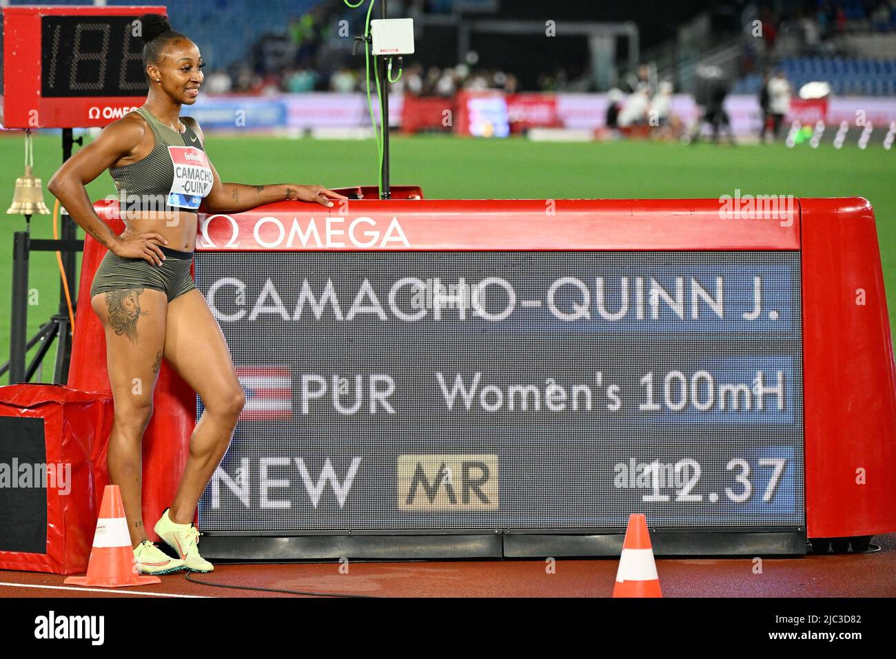 Jasmine CamachoQuinn (PUR) during the Wanda Diamond League Golden Gala
