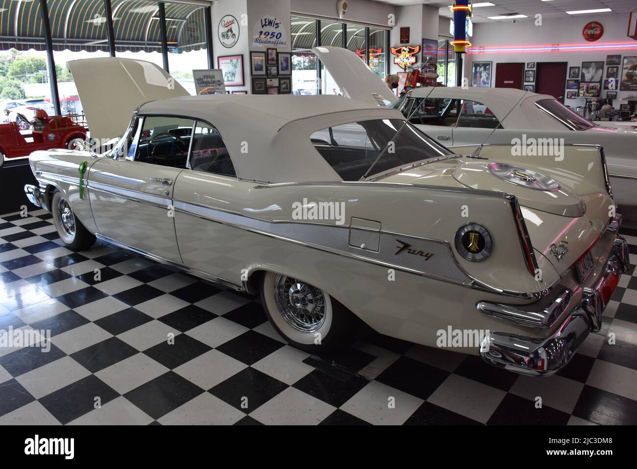 A 1959 Plymouth Fury on display at the Benson Car Museum. Stock Photo