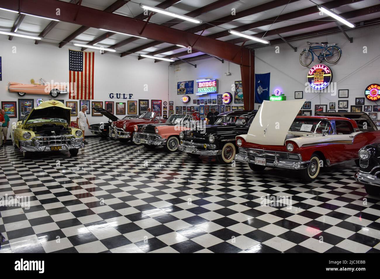 1950s cars on display at the Benson Car Museum in Greer, South Carolina. Stock Photo
