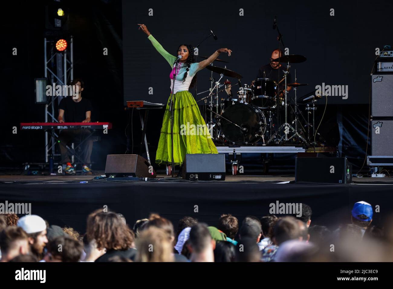 Porto, Portugal. 09th June, 2022. American experimental pop musician, Chrystia 'Tia' Cabral, performs at the NOS stage during the 2022 NOS Primavera Sound in Porto. Credit: SOPA Images Limited/Alamy Live News Stock Photo
