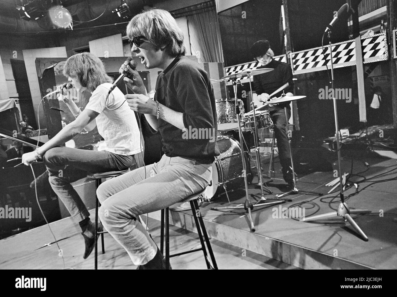 WALKER BROTHERS American pop group on Ready, Steady.Go ! in April 1965.From left John Maus
