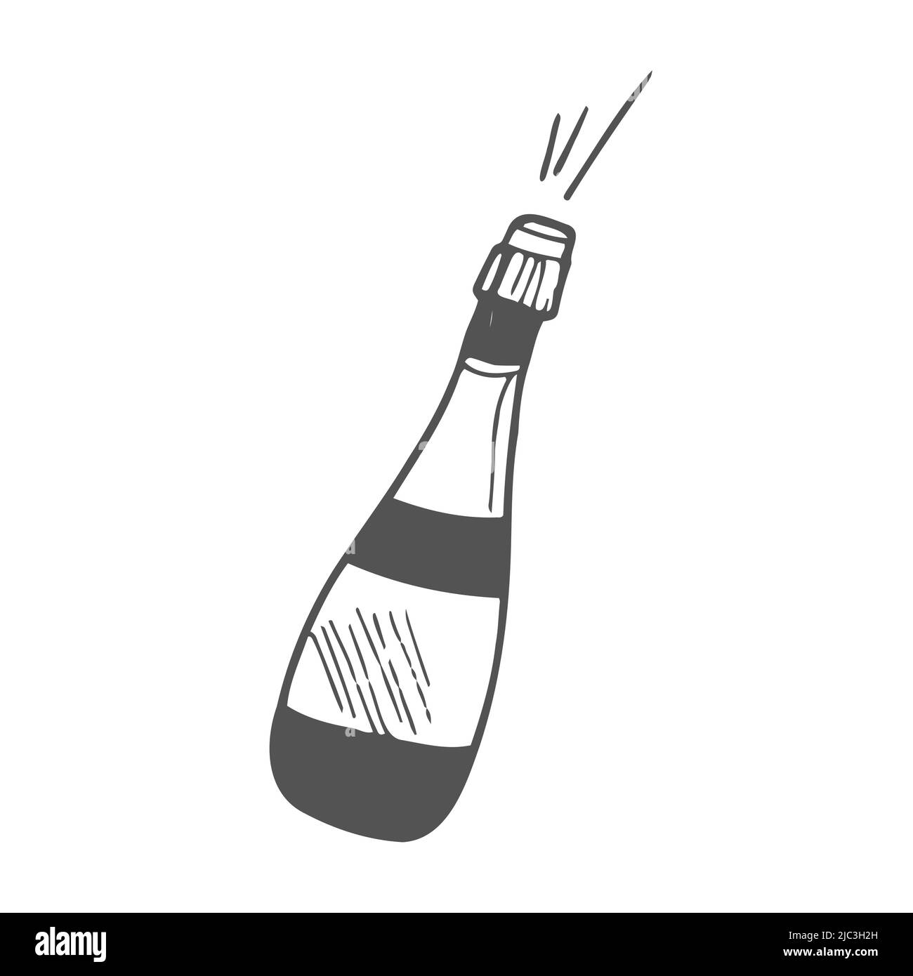 Champagne explosion. Doodle style in vector Stock Vector