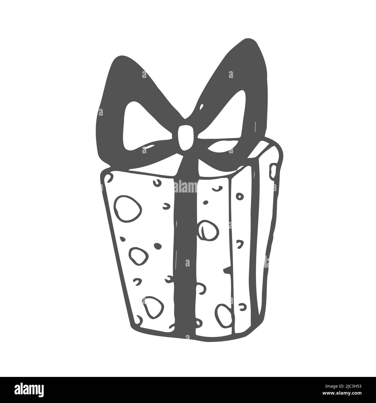 Gift box icon in doodle sketch lines. Holiday Christmas birthday party Stock Vector