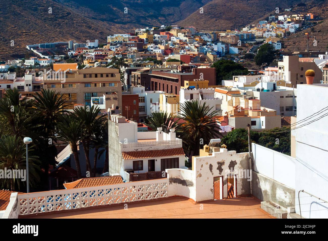 San Sebastian, La Gomera, Canary Islands: overview of the rooftops of the city Stock Photo