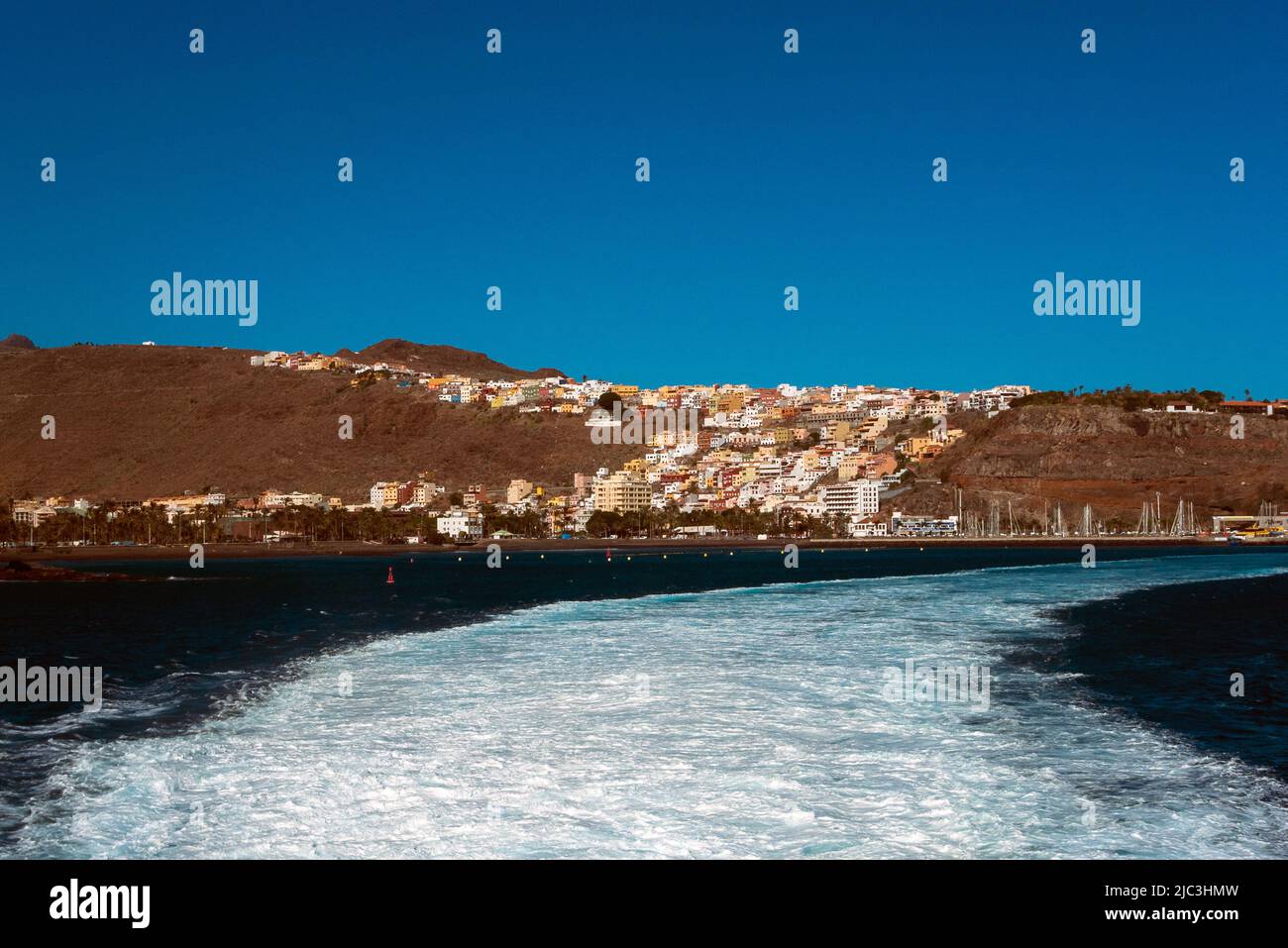 San Sebastian, La Gomera, Canary Islands: panoramic view of the city from the sea Stock Photo