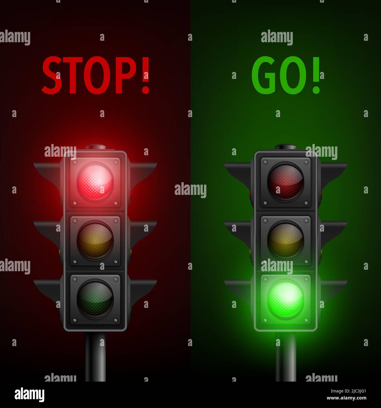 Vector 3d Realistic Detailed Road Traffic Lights Icon Set Isolated