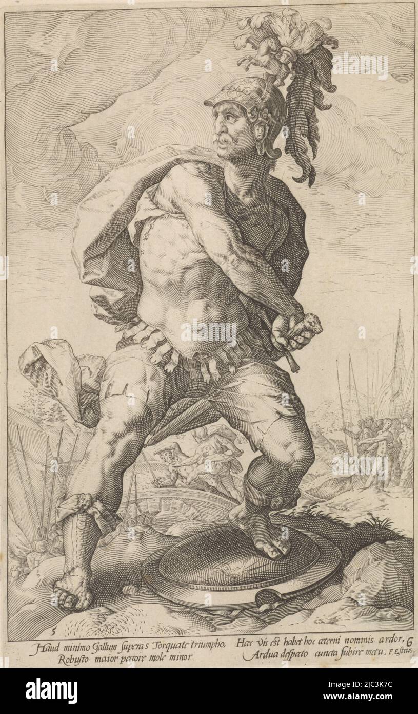 The fulllength hero Titus Manlius Torquatus as he pulls his sword from