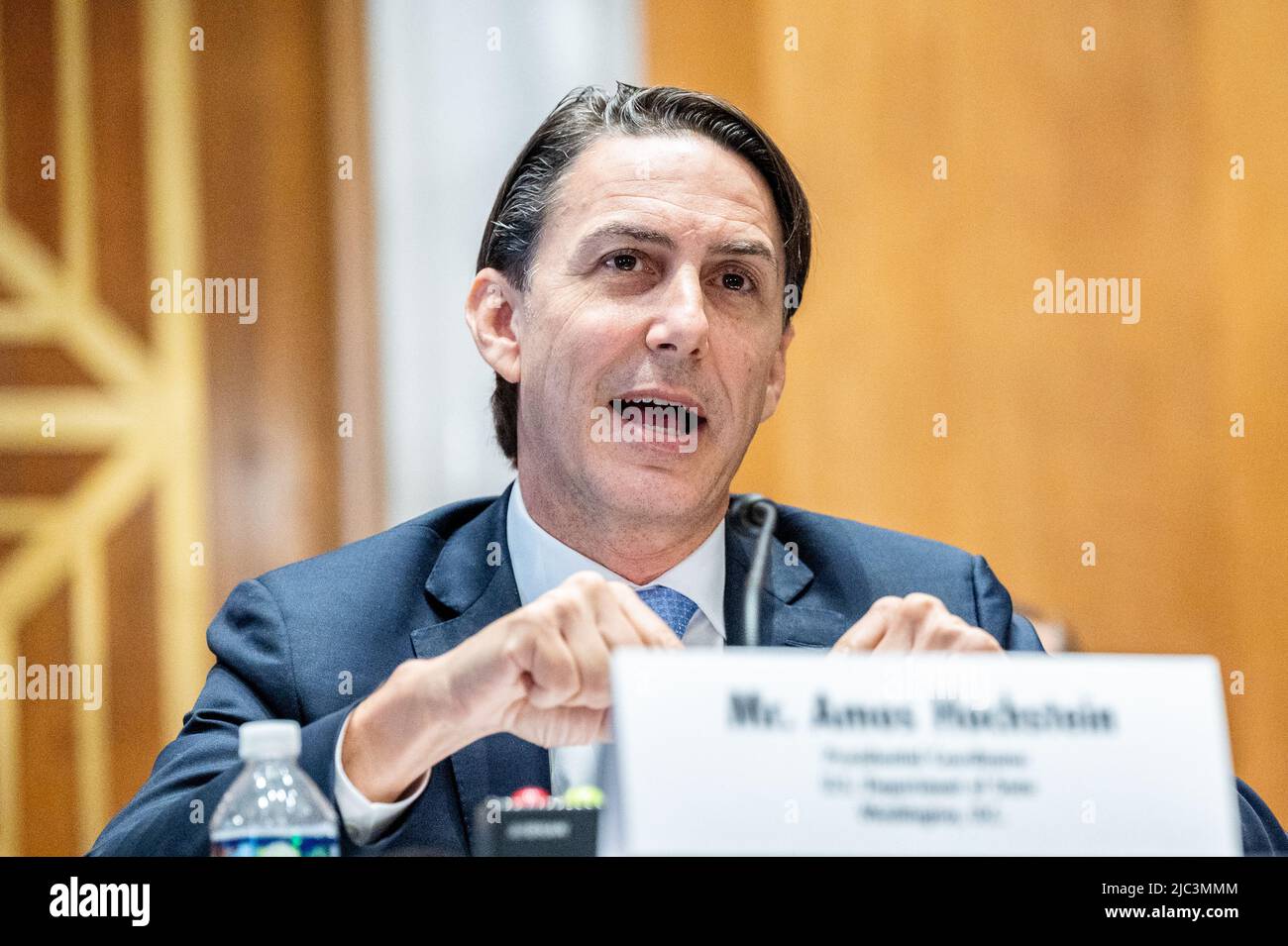 Washington, United States. 09th June, 2022. Amos Hochstein, Senior Advisor for Energy Security, U.S. Department of State, speaks at a hearing of the Senate Foreign Relations Committee's Subcommittee on Europe and Regional Security Cooperation. Credit: SOPA Images Limited/Alamy Live News Stock Photo