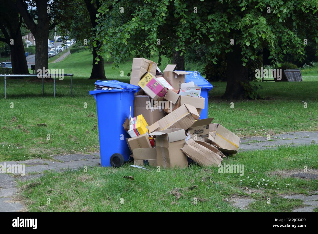 Roadside waste paper and cardboard. Recycling. Sheffield England UK Stock Photo