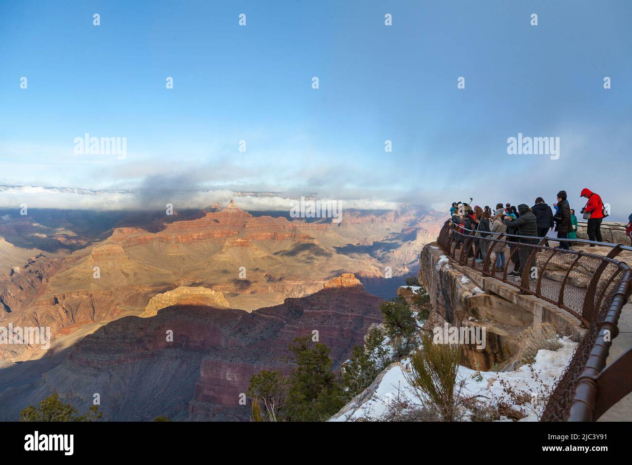 Tourists visiting Mather Point, South rim, Grand Canyon, Arizona, USA Stock Photo