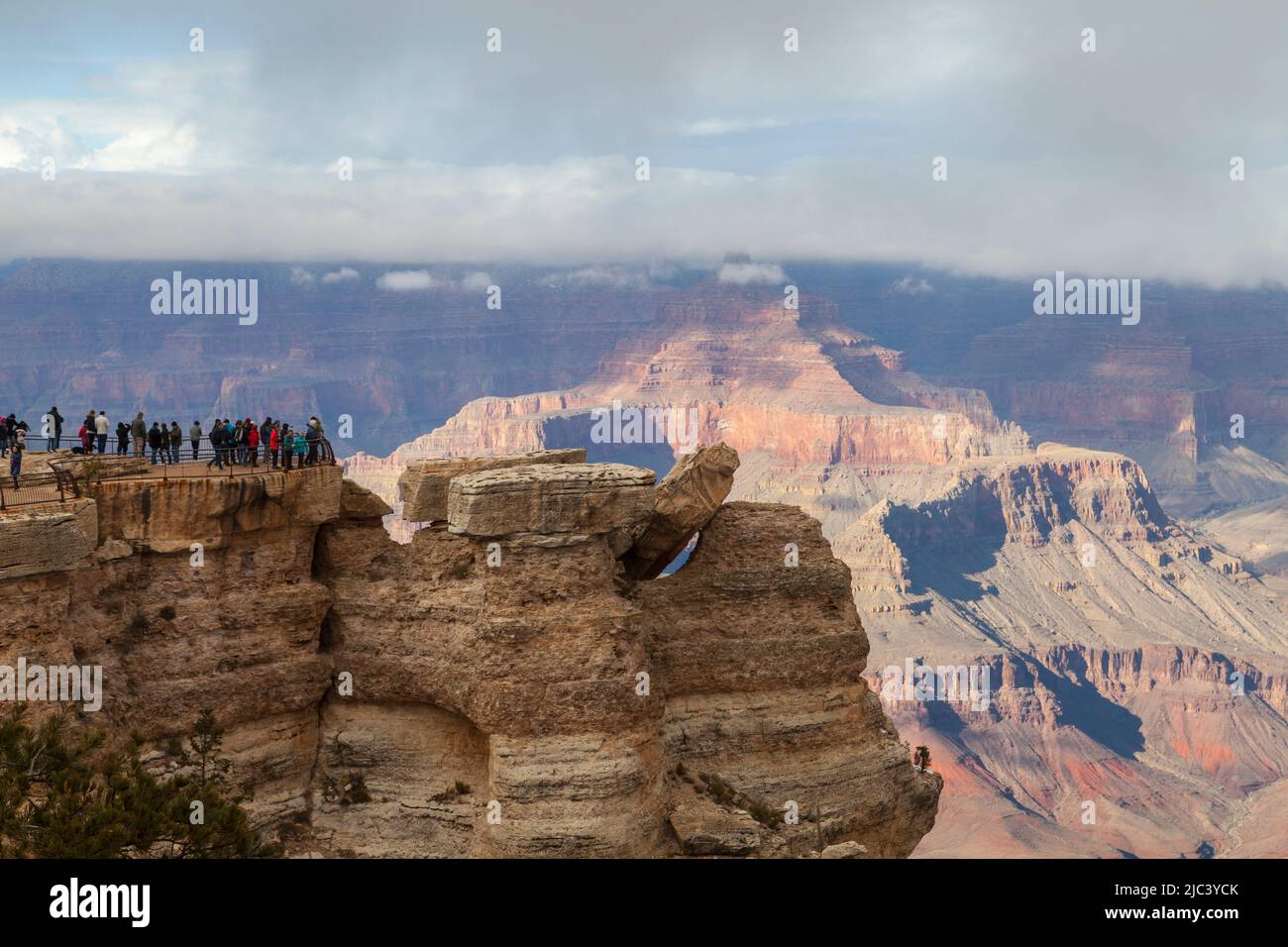Tourists visiting Mather Point, South rim, Grand Canyon, Arizona, USA Stock Photo