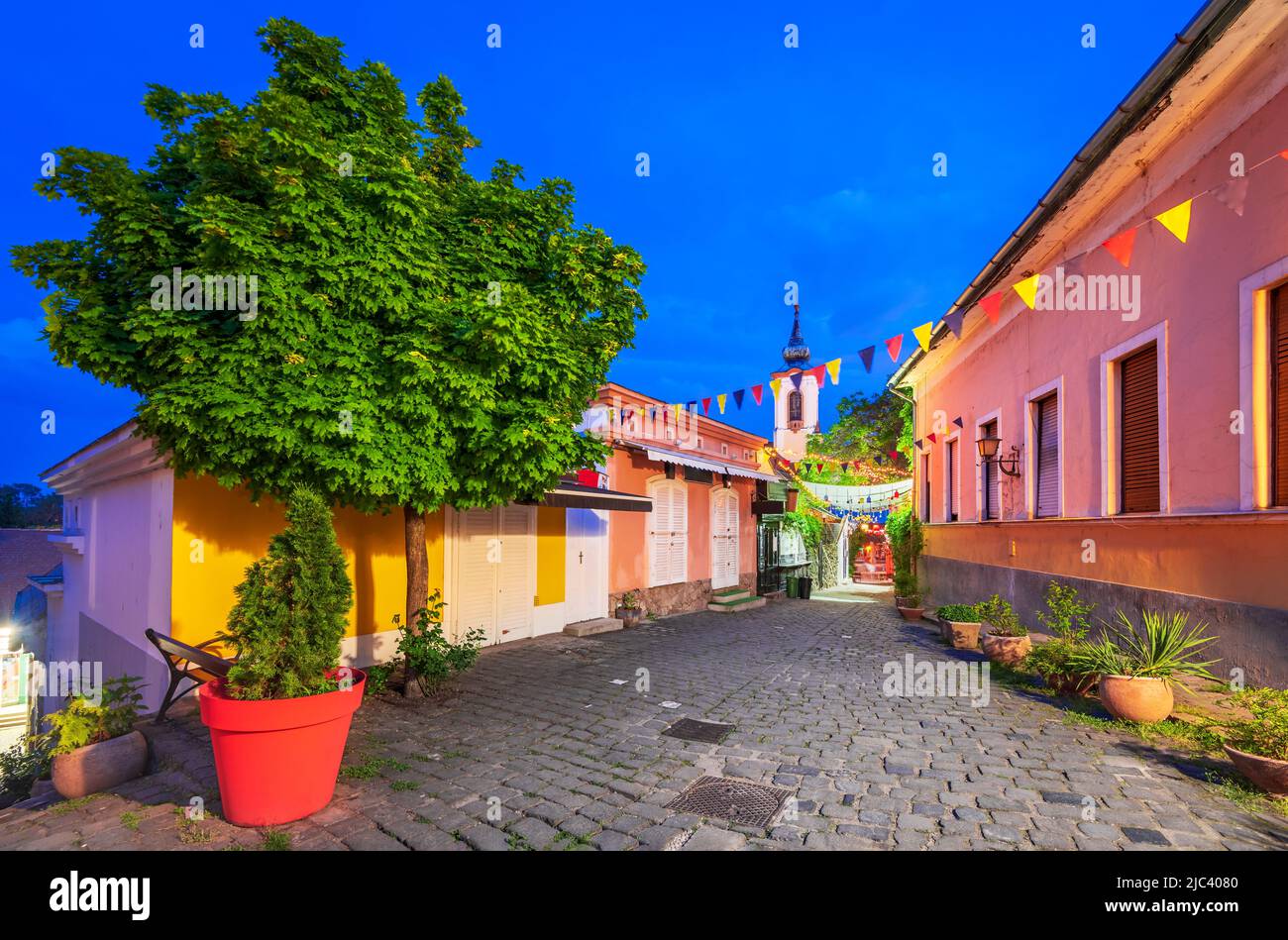 Szentendre, Hungary. City of arts near by Budapest, famous and beautiful historical downtown, Danube riverbank. Stock Photo