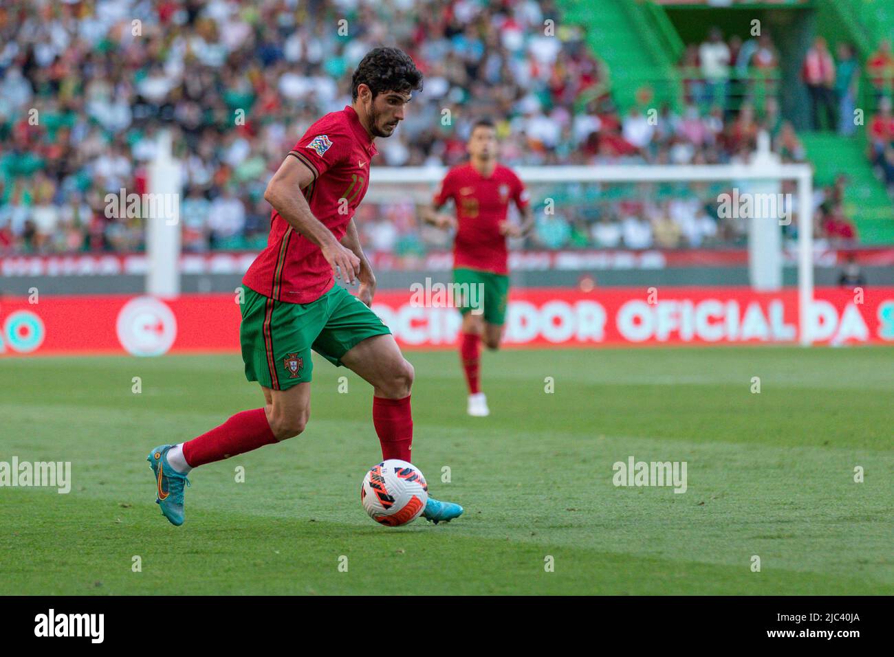 June 09, 2022. Lisbon, Portugal. Portugal's and Valencia midfielder Goncalo Guedes (17) in action during the UEFA Nations League Final Tournament between Portugal and Czechia Credit: Alexandre de Sousa/Alamy Live News Stock Photo