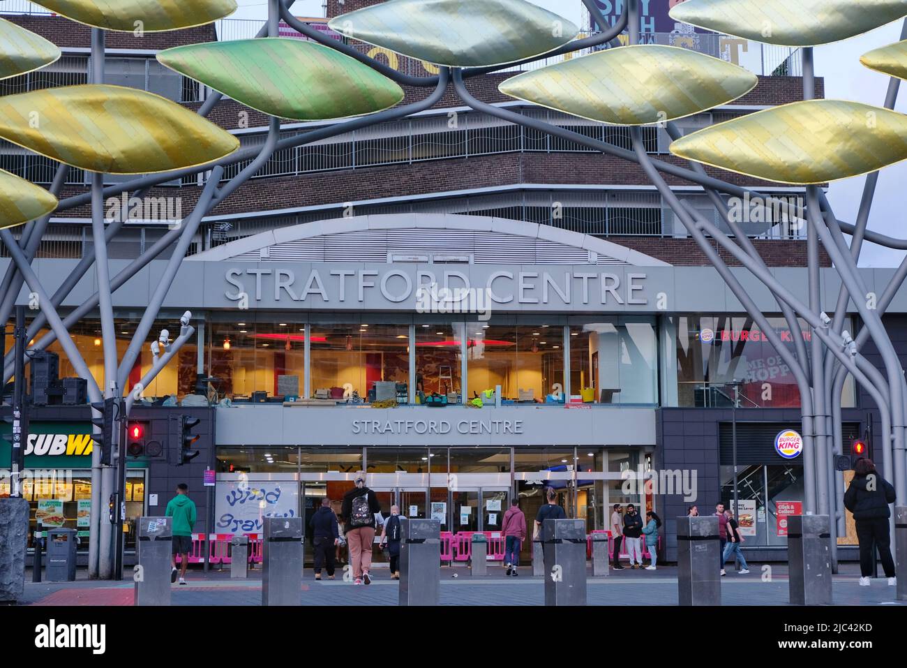 London, UK. A view of Stratford Shopping Centre in east London Stock