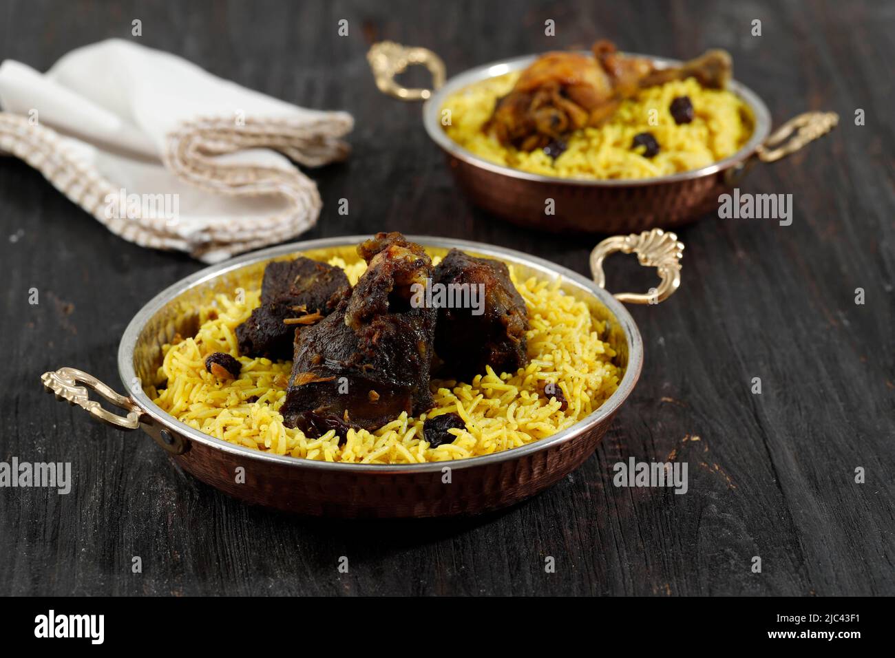 Mutton Biryani Spicy Indian Malabar Hyderabadi or Dum Biriyani Pulao