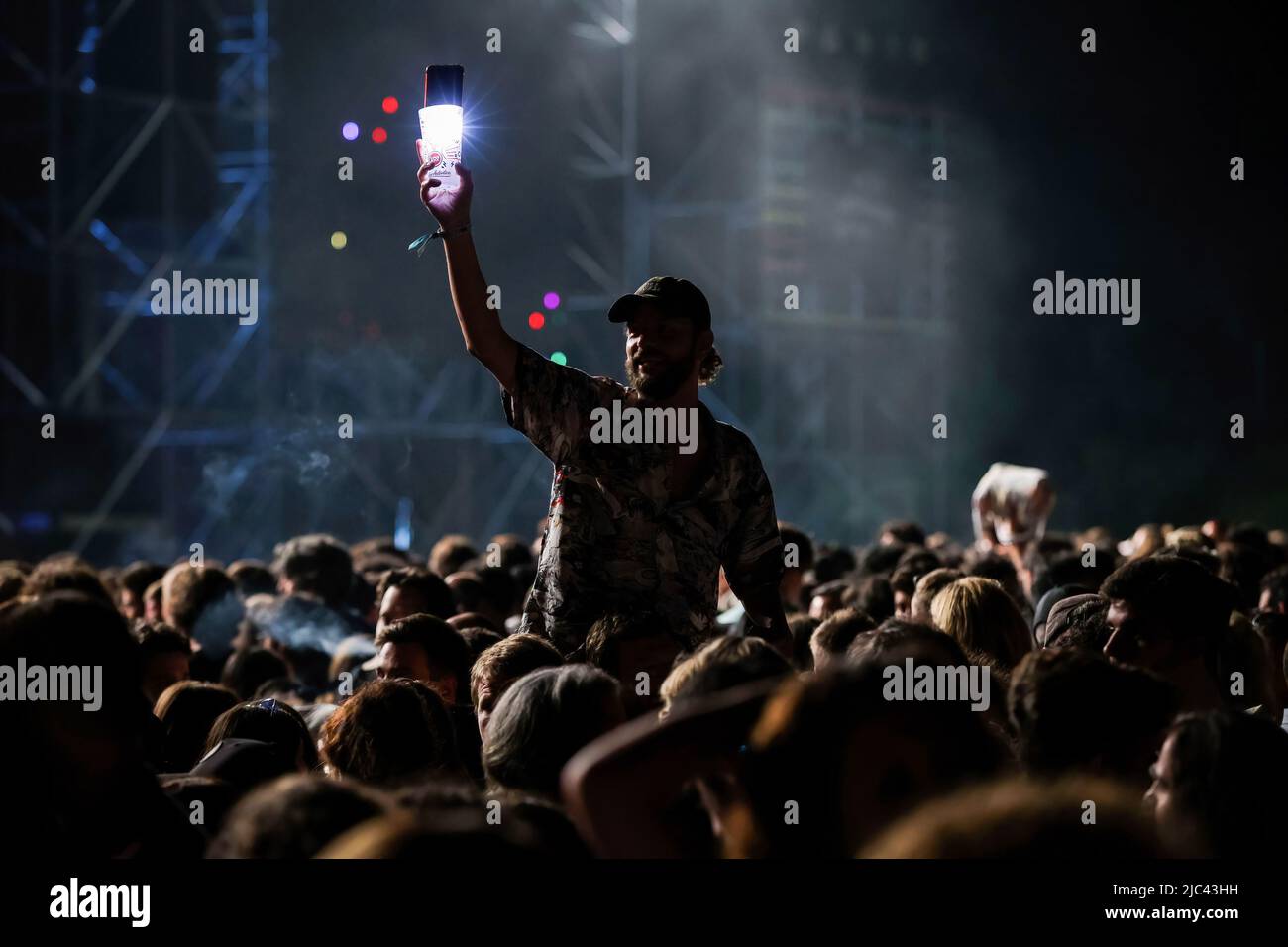 Porto, Portugal. 09th June, 2022. Fans seen during the Tame Impala concert  performing at the NOS stage during the 2022 NOS Primavera Sound in Porto.  (Photo by Diogo Baptista/SOPA Images/Sipa USA) Credit: