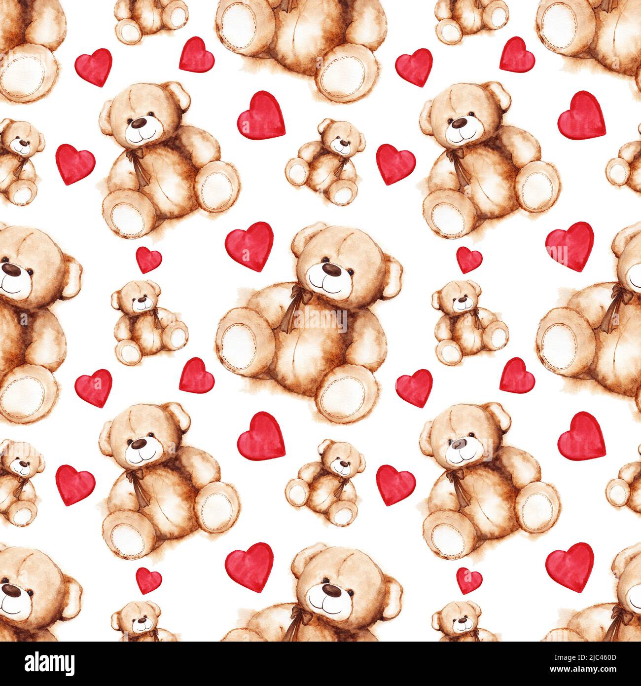 Cartoon lovely Teddy Bear Saint Valentine's day seamless pattern Stock ...