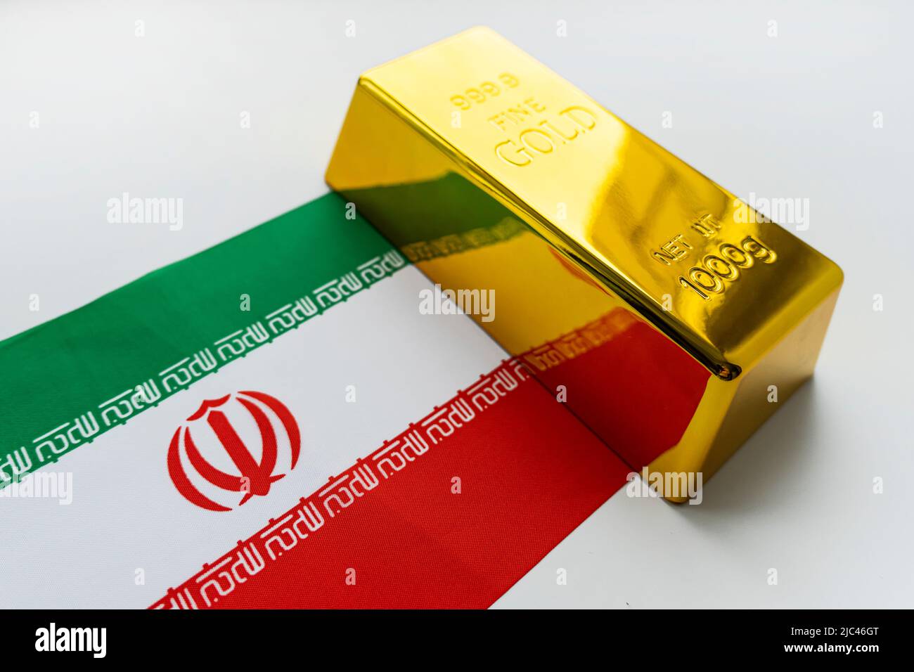 The gold bar is on the national flag of iran. iranian Gold Reserve