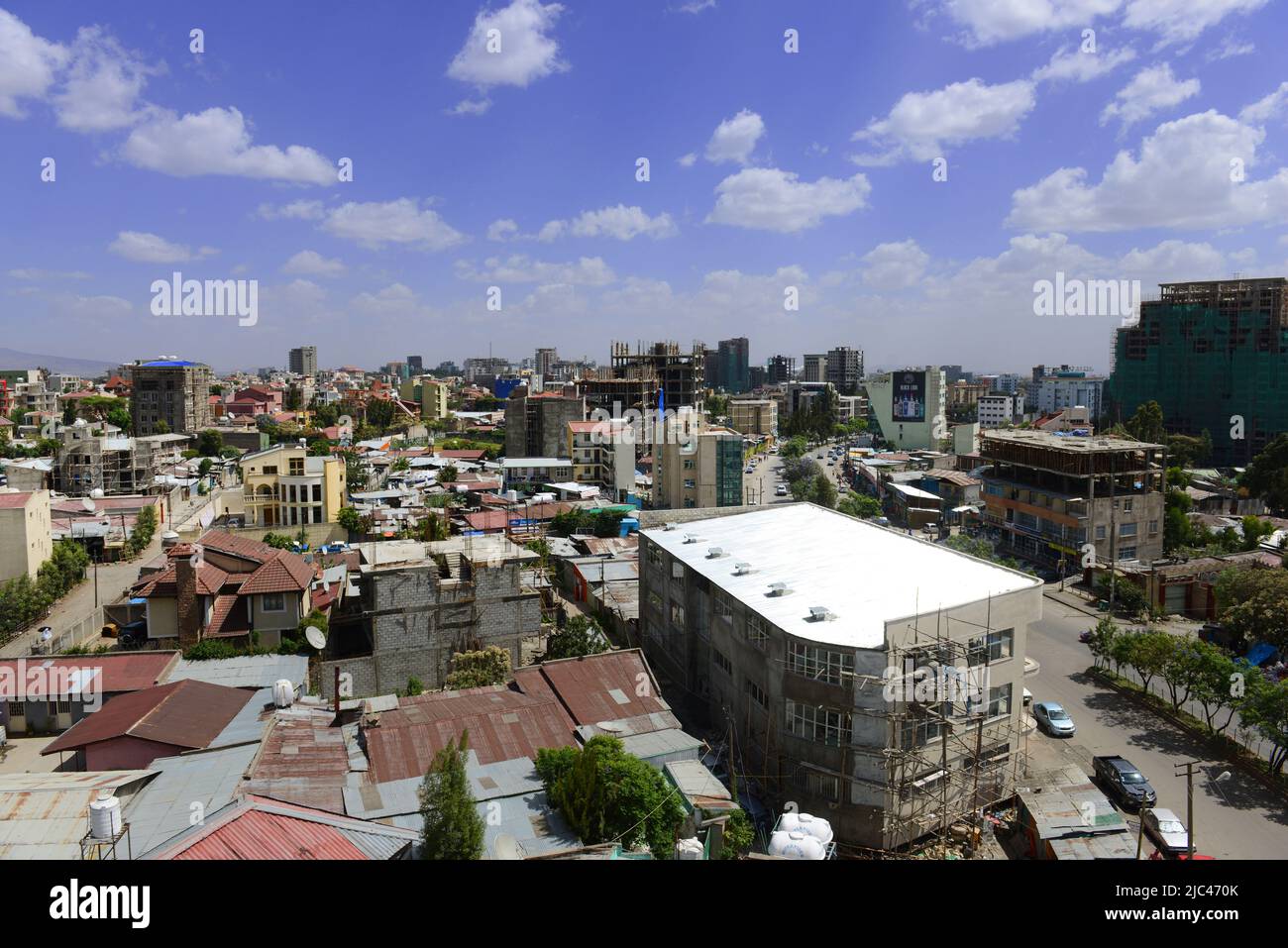 The changing skyline of Addis Ababa in Ethiopia. Stock Photo
