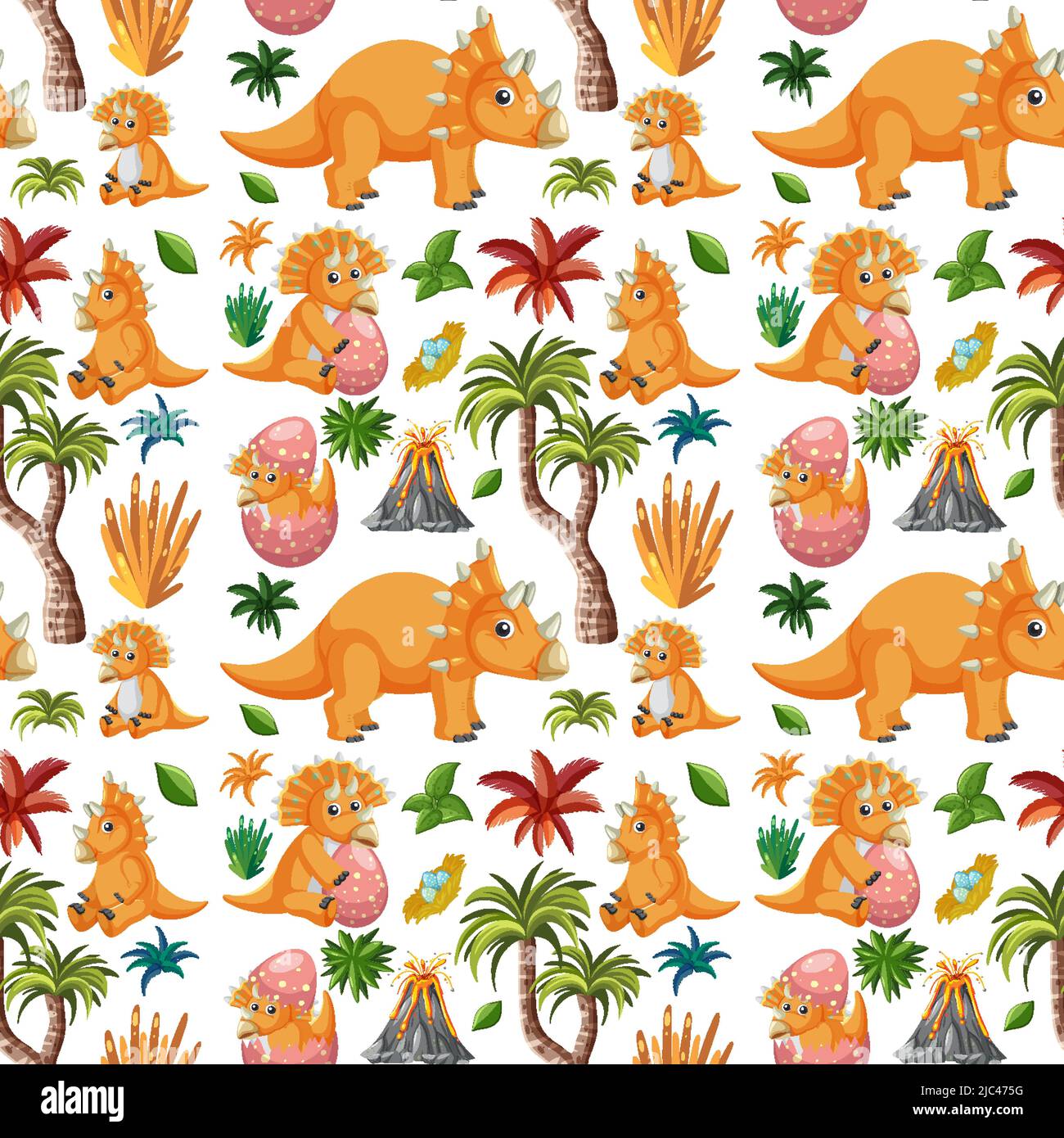 Cute dinosaur seamless pattern illustration Stock Vector Image & Art ...