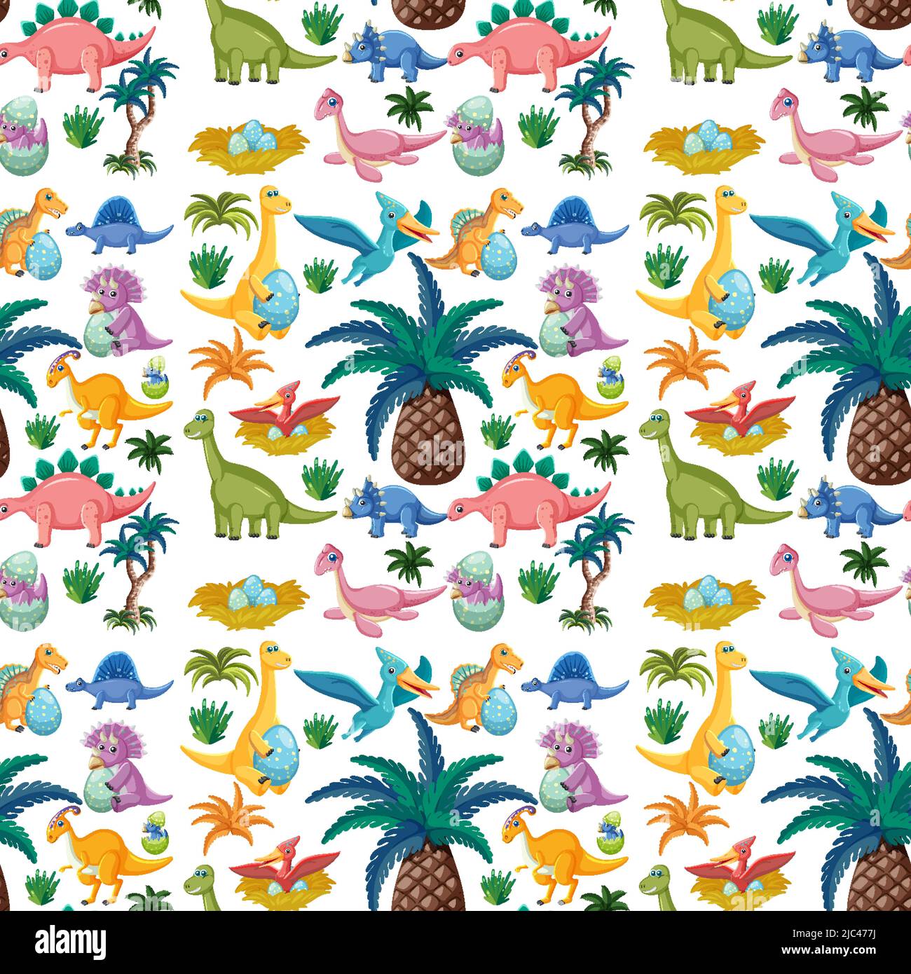 Cute dinosaur seamless pattern illustration Stock Vector Image & Art ...