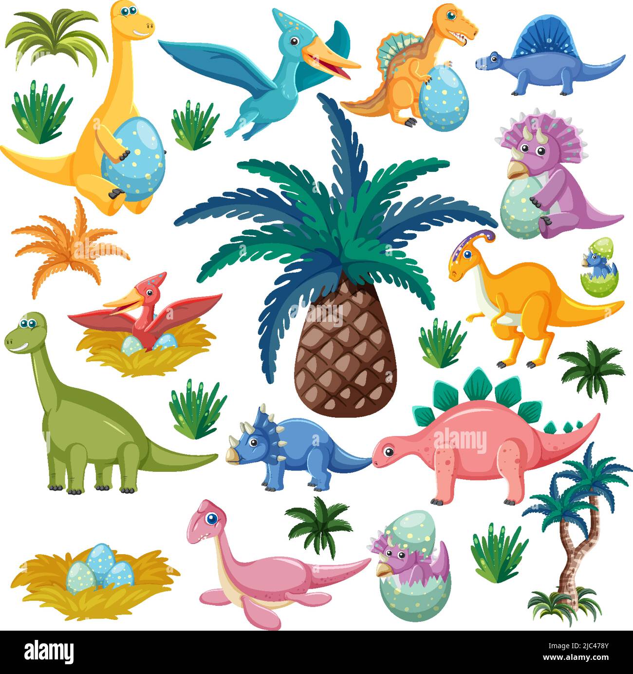 Cute dinosaur seamless pattern illustration Stock Vector Image & Art ...