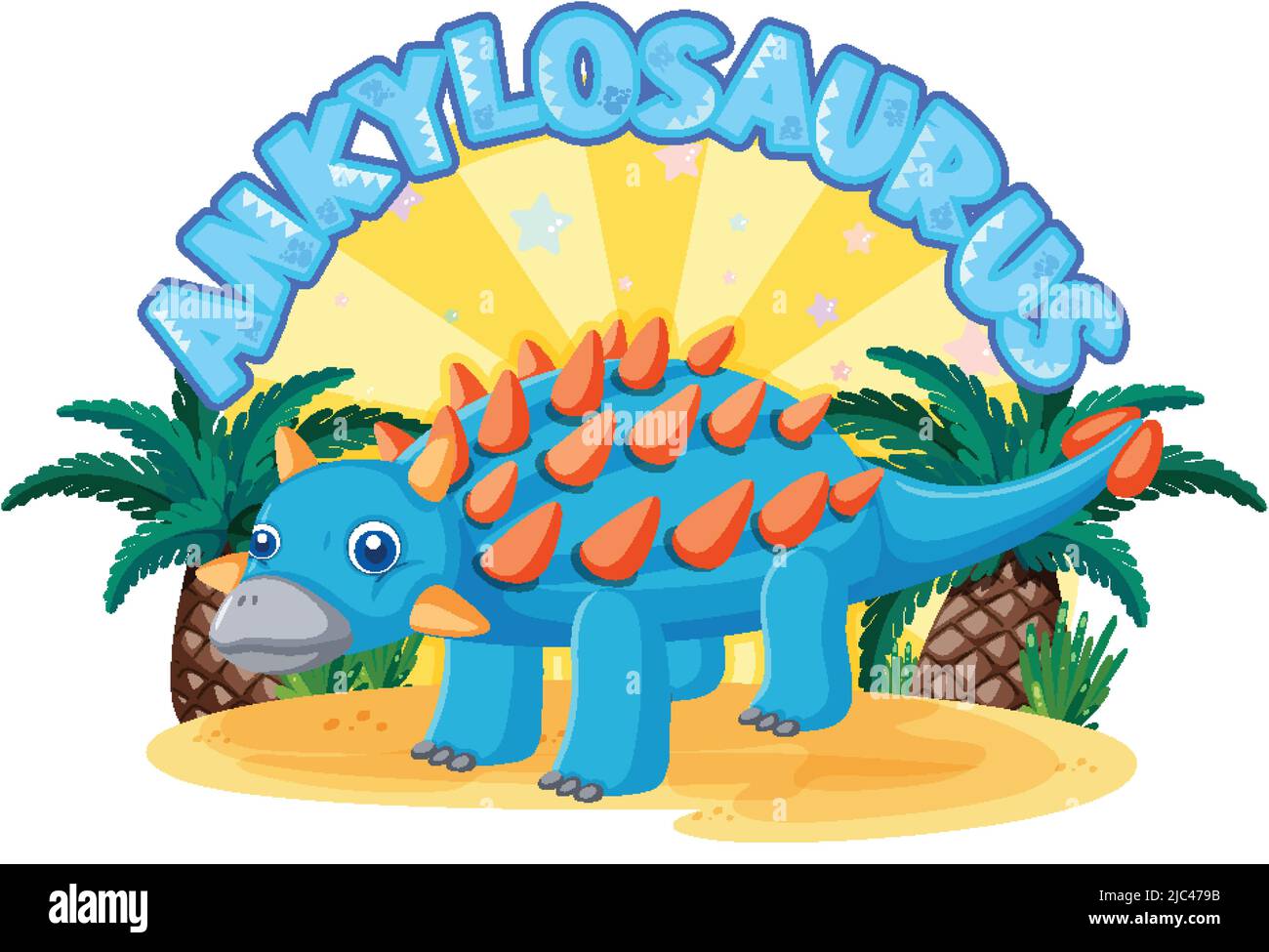 Little cute ankylosaurus dinosaur cartoon character illustration Stock ...