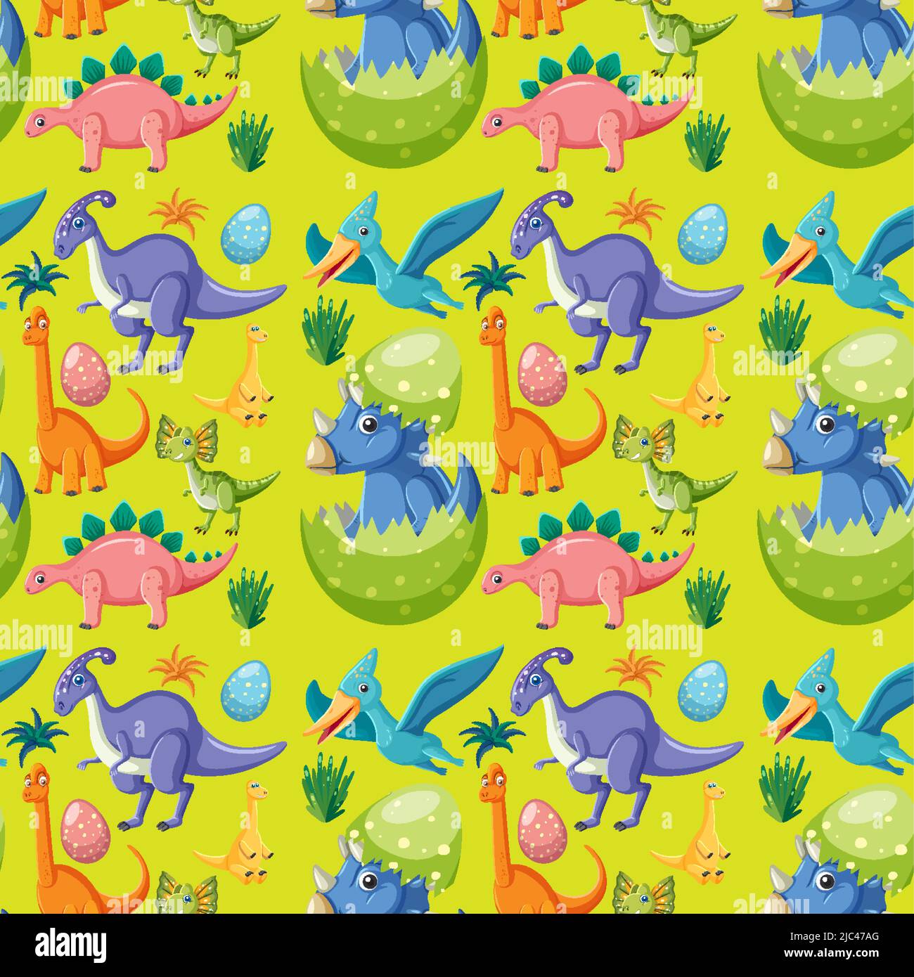 Cute dinosaur seamless pattern illustration Stock Vector Image & Art ...