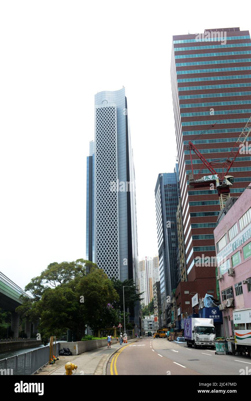 Modern buildings and skyscrapers replacing the old industrial buildings in Wong Chuk Hang, Hong