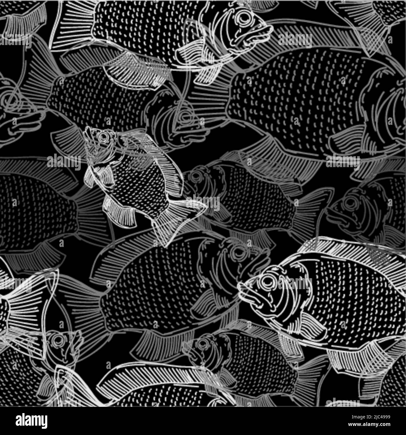 Perch hand drawing pattern seamless. Fish background Stock Vector Image ...