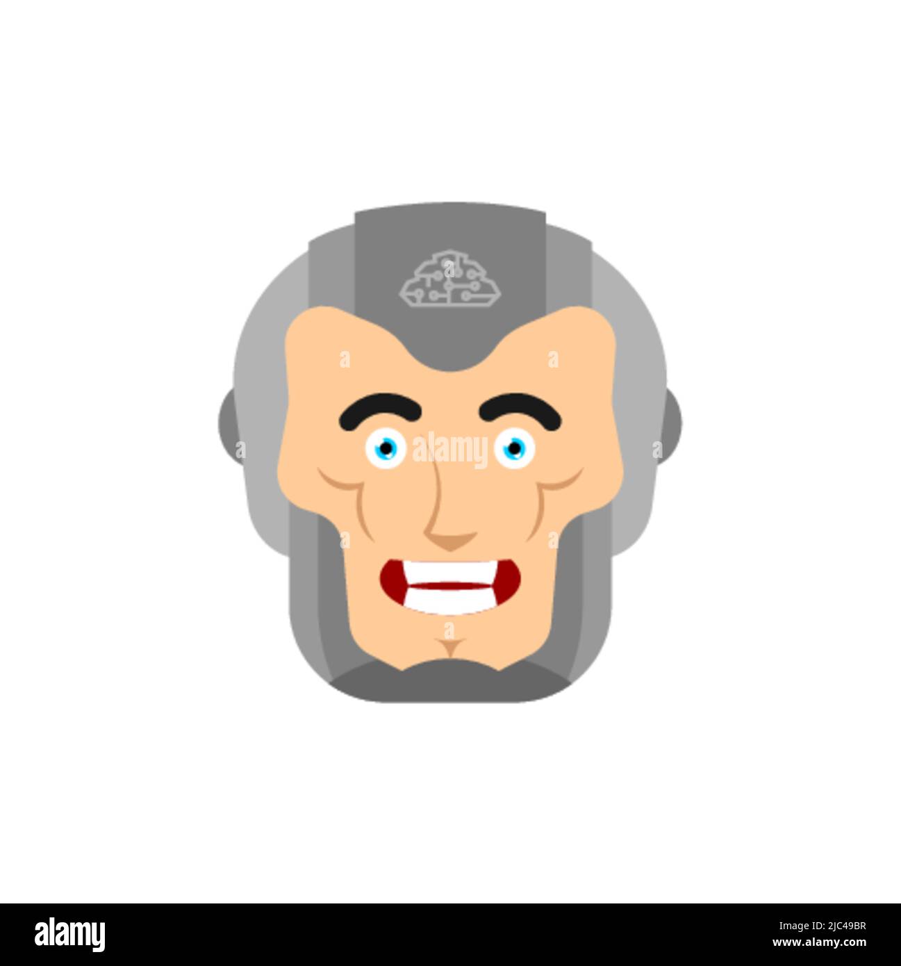 Cyborg robot face head isolated. Vector illustration Stock Vector